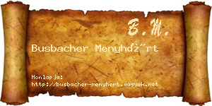 Busbacher Menyhért névjegykártya